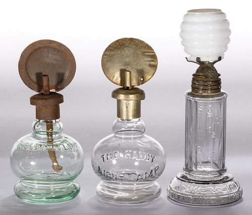 ASSORTED EMBOSSED NAME MINIATURE LAMPS, LOT OF THREE