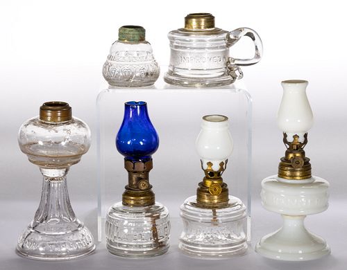 ASSORTED EMBOSSED NAME MINIATURE LAMPS, LOT OF SIX