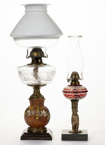 ASSORTED KEROSENE LAMPS, LOT OF TWO,