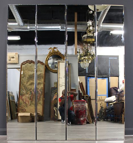 A Vintage Pair Of 2 Panel Mirrored Screens.