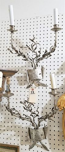 PR SILVERED WROUGHT SCONCES 18"H X 13"W