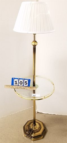 BRASS FLOOR LAMP/TABLE 53"H X 16" DIAM