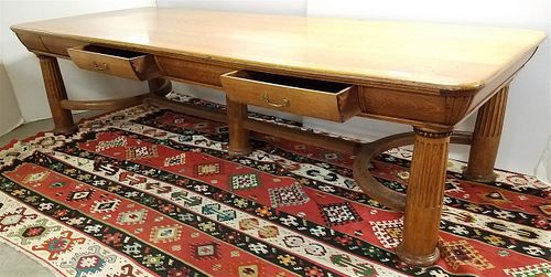 C 1915 OAK 4 DRAWER LIBRARY / CONFERENCE TABLE 30"H X 9'11"L X 47"D