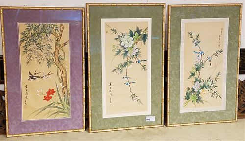 LOT 3 FRAMED CHINESE PTGS ON PAPER 27-1/2" X 14-1/2"