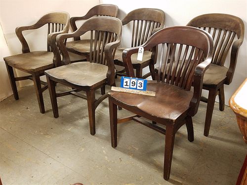 SET 6 WALNUT C1915 OFFCIE CHAIRS THE B.L. MARBLE CHAIR CO.