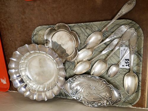 TRAY STERL 3 BOWLS, 6 SPOONS 31.49 OZT