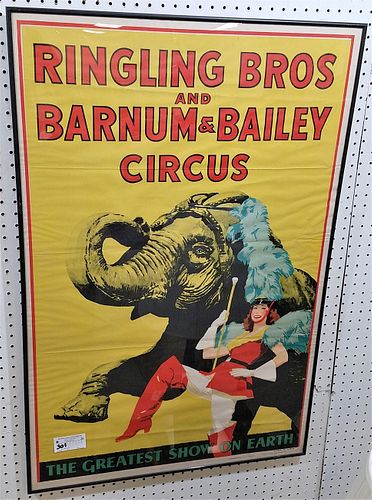 FRAMED VINTAGE RINGLING BROS. BARNUM & BAILEY CIRCUS POSTER 41 1/2" X 27 1/2"