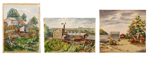 Collection Of 3 Alan Meiers Pastoral Watercolors