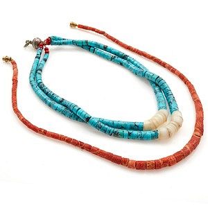 Collection of Native American Turquoise, Coral Jewelry