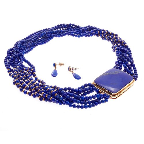 Lapis Lazuli, 14k Yellow Gold Jewelry Suite