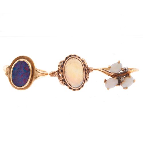 Collection of Opal and Opal Doublet, Yellow Gold Rings