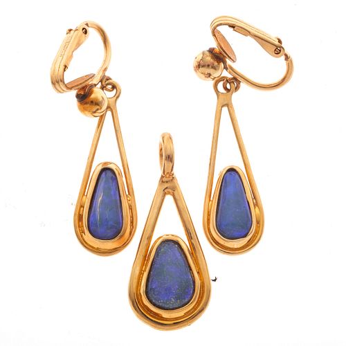 Opal Doublet, 14k Yellow Gold Jewelry Suite