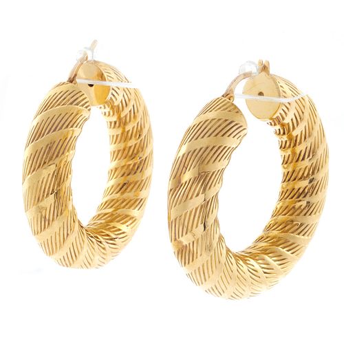 Pair of 18k Yellow Gold Hoop Earrings