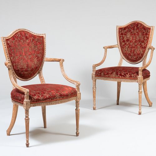 Pair of George III Stripped Beechwood Armchairs