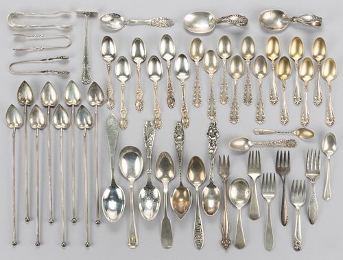 R. WALLACE & SONS AND OTHER STERLING SILVER FLATWARE, LOT OF 49
