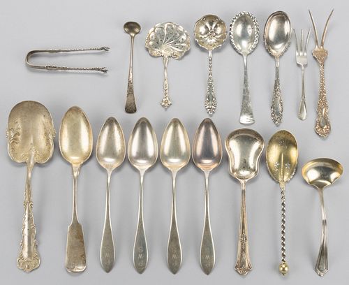 GORHAM AND OTHER STERLING SILVER SERVING UTENSILS, LOT OF 17