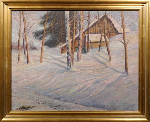 Charles H. Hauser Attr. : Dusk Winter Landscape