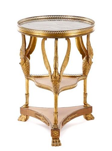 French Empire Style Marble & Gilt Bronze Gueridon