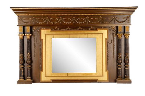 Monumental Gilded Age Style Tulip Motif Overmantle