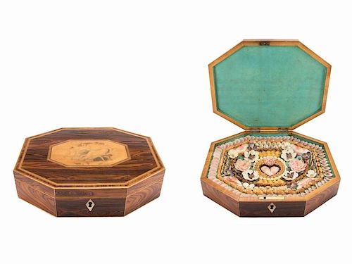 American Octagonal Sailor's Valentine Box, 19 C.