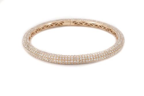 Ladies 18K Rose Gold & Diamond Bangle Bracelet