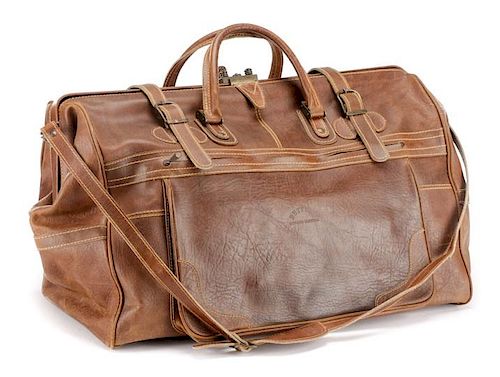 Large Brown Bison Leather Duffel Bag