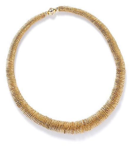 An 18 Karat Yellow Gold Flexible Wirework Necklace, Orlandini, 69.60 dwts.