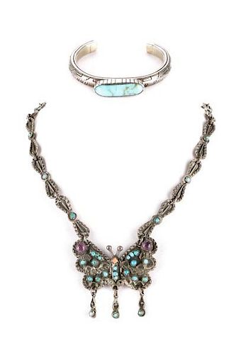 Suite of Vintage Silver and Turquoise Jewelry