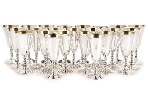 Set of 23 Spanish Silver Water Goblets