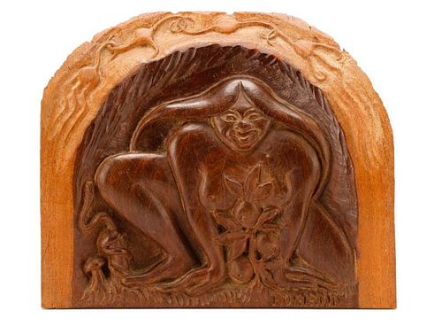 Gustav Bohland, "Chavvah" Carved Wood Sculpture