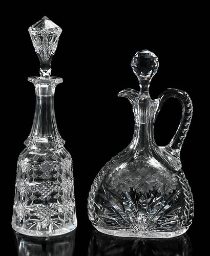 Two American Brilliant Period Cut Glass Decanters