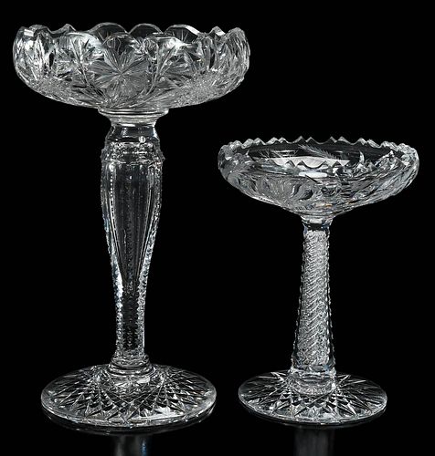 Two American Brilliant Period Cut Glass Compotes, One W.C. Anderson