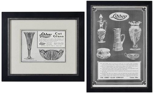 Two Framed Libbey Glass Advertisements