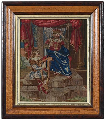 British Framed Needlework of Seated King