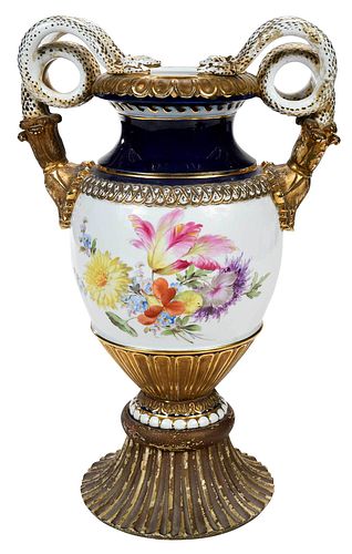 Meissen Vase with Snake Form Handles