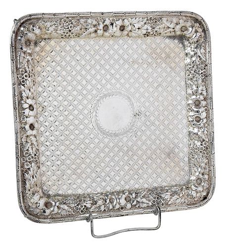 Square Repousse Sterling Tray 