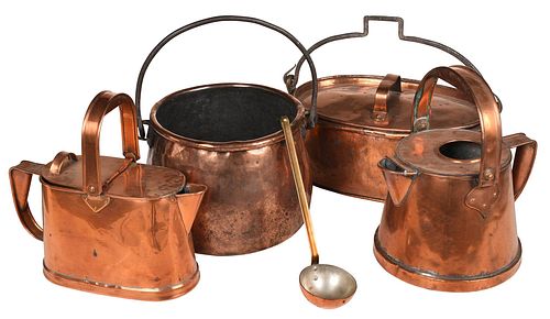 Group of Copper Ware Pots and Accessories 