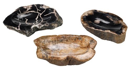 Three Petrified Wood Bowls