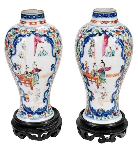 Pair of Chinese Export Porcelain Meiping Vases