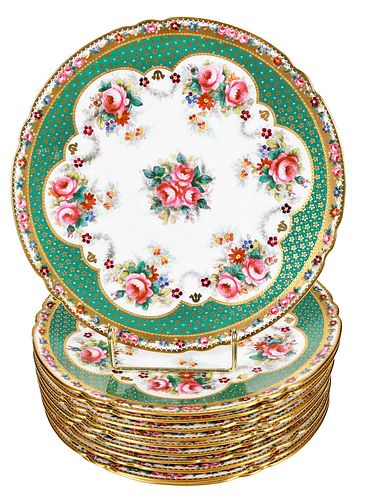 11 Copelands Porcelain Gilt Decorated Plates