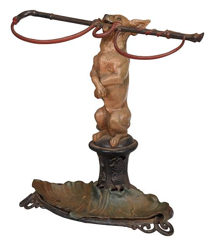 Coalbrookdale Painted Cast Iron Dog Form Stick or Umbrella Stand