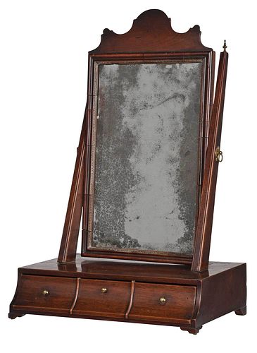 George III Mahogany Shaving Mirror and Stand with Drawer