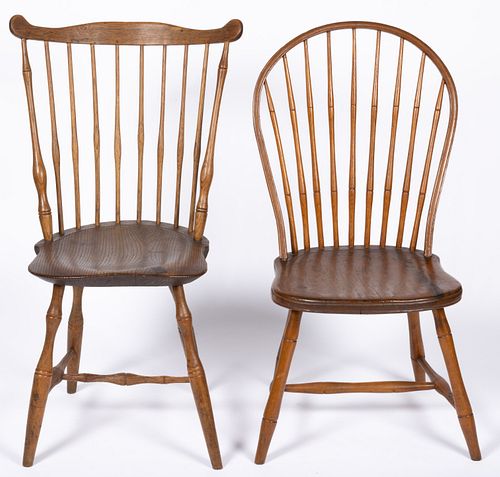 AMERICAN COUNTRY WINDSOR SIDE CHAIRS, LOT OF TWO
