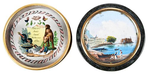 Two Continental Hand Painted Decorative Boxes