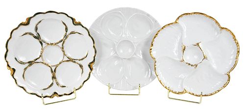 16 French Porcelain Ivory Oyster Plates