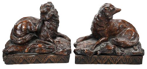 Pair of Carved Wood Fox Architectural Elements