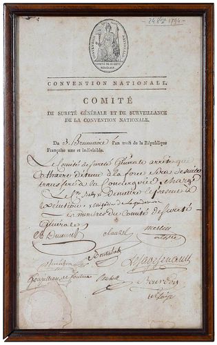 Framed French Revolution Document 