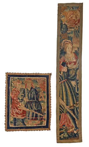 Two Tapestry Fragments of Two Robed Figures