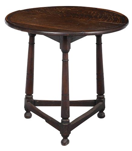 Early English Oak Dish Top Cricket Table