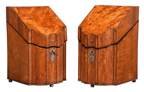 Pair of George III Inlaid Satinwood Knife Boxes